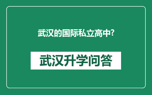 武汉的国际私立高中?