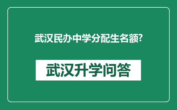 武汉民办中学分配生名额?