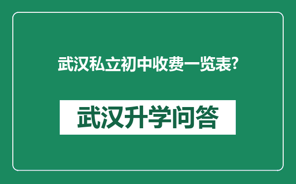 武汉私立初中收费一览表?