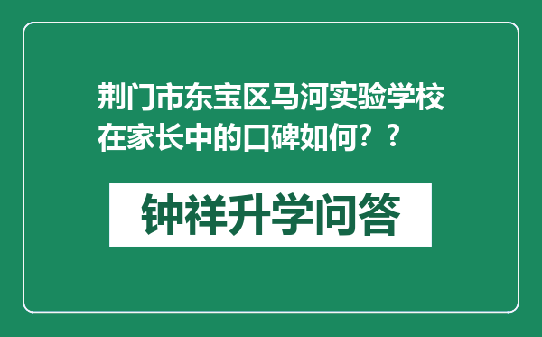 荆门市东宝区马河实验学校在家长中的口碑如何？?