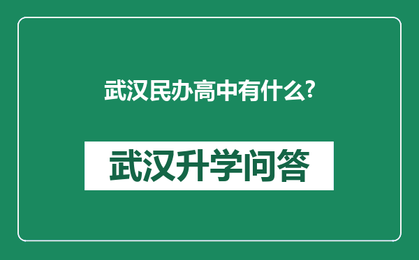 武汉民办高中有什么?