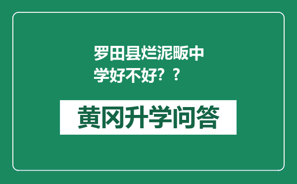 罗田县烂泥畈中学好不好？?