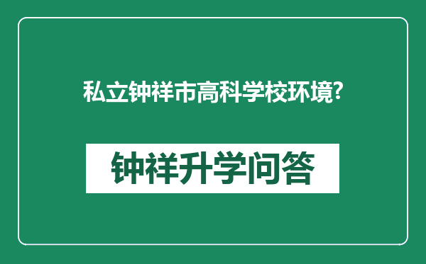 私立钟祥市高科学校环境?