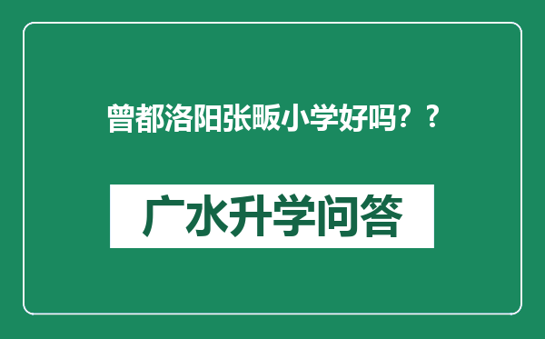 曾都洛阳张畈小学好吗？?