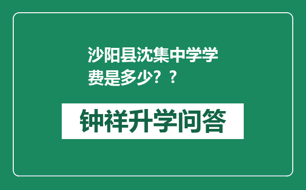 沙阳县沈集中学学费是多少？?