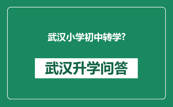 武汉小学初中转学?