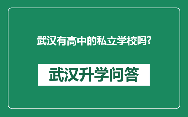 武汉有高中的私立学校吗?