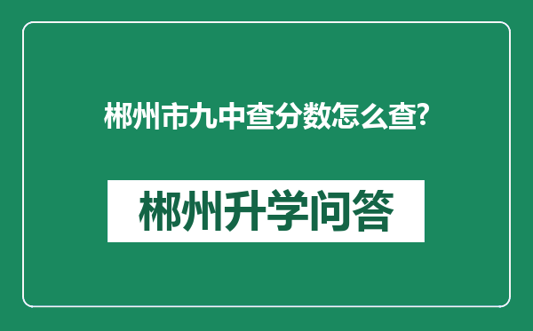 郴州市九中查分数怎么查?