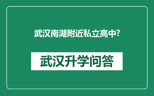 武汉南湖附近私立高中?