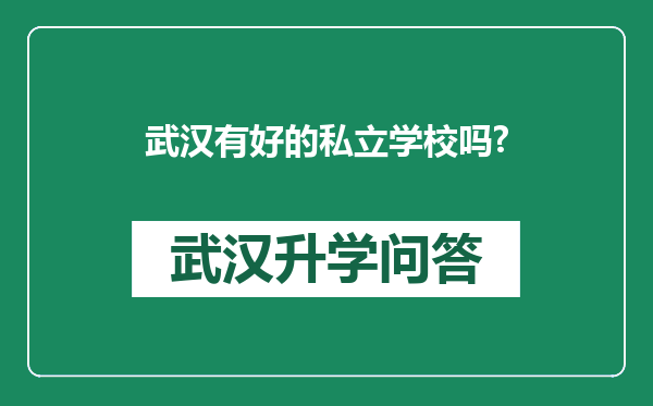 武汉有好的私立学校吗?