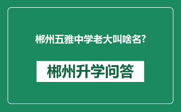 郴州五雅中学老大叫啥名?