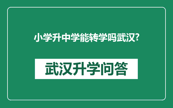 小学升中学能转学吗武汉?