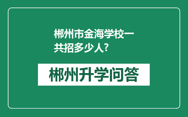 郴州市金海学校一共招多少人?