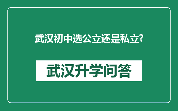 武汉初中选公立还是私立?