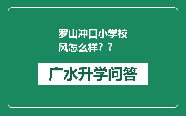 罗山冲口小学校风怎么样？?