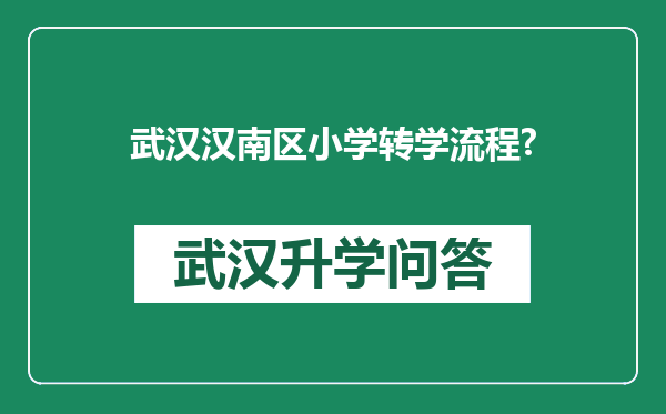 武汉汉南区小学转学流程?