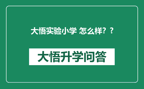 大悟实验小学 怎么样？?