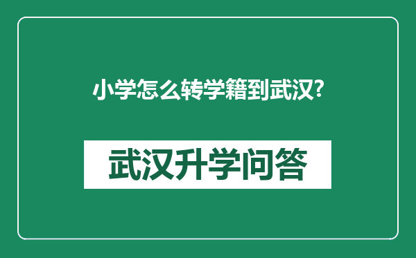 小学怎么转学籍到武汉?