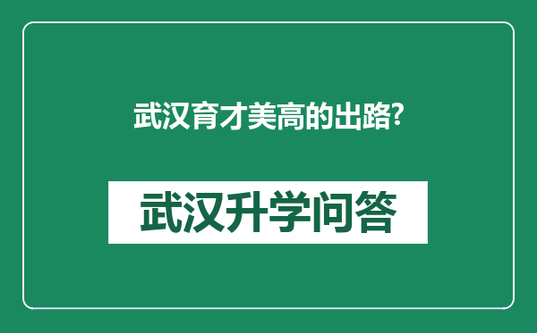 武汉育才美高的出路?