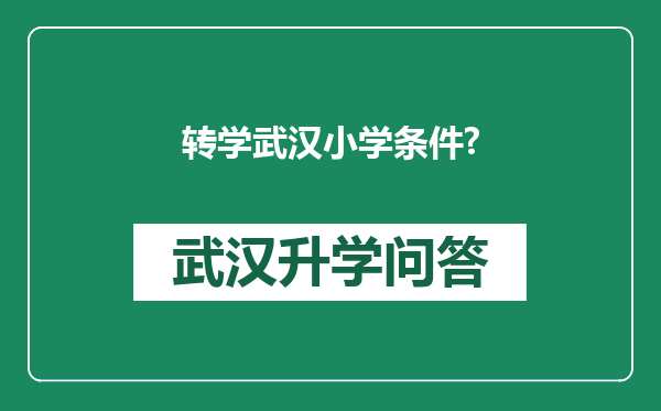 转学武汉小学条件?