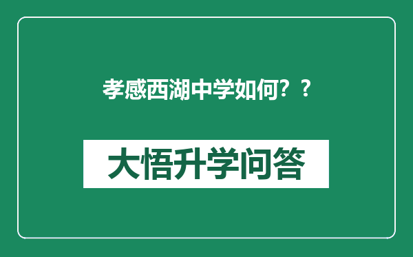 孝感西湖中学如何？?