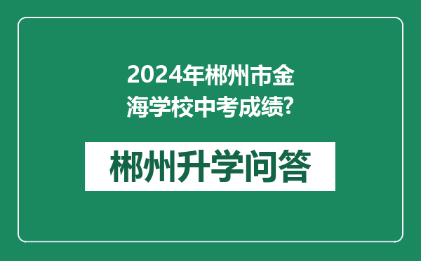 2024年郴州市金海学校中考成绩?