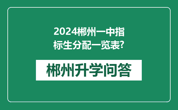 2024郴州一中指标生分配一览表?