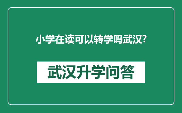 小学在读可以转学吗武汉?