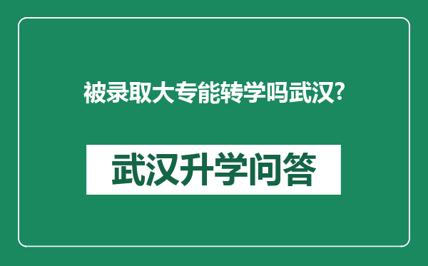 被录取大专能转学吗武汉?
