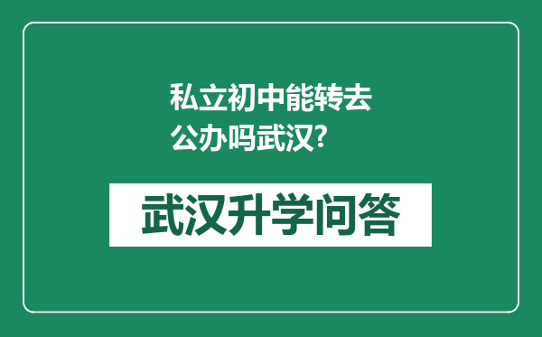 私立初中能转去公办吗武汉?