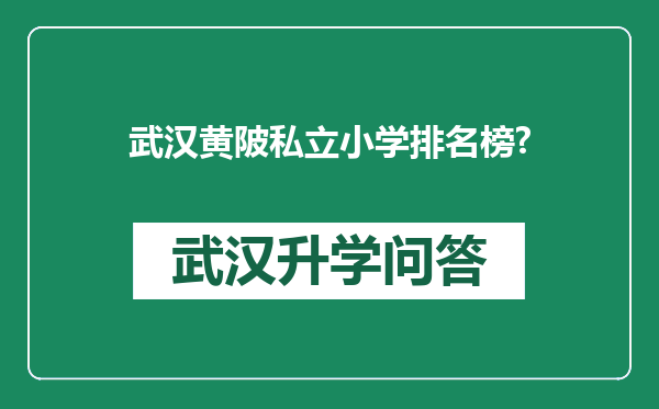武汉黄陂私立小学排名榜?