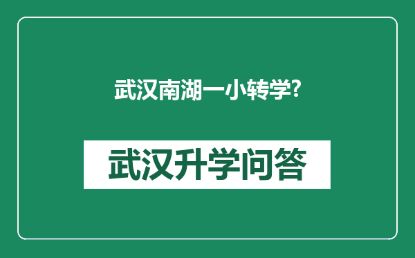武汉南湖一小转学?