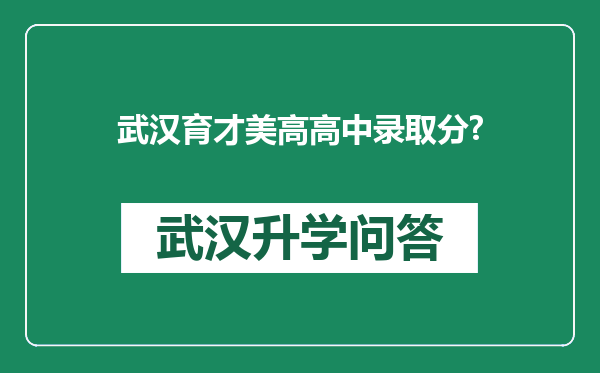 武汉育才美高高中录取分?