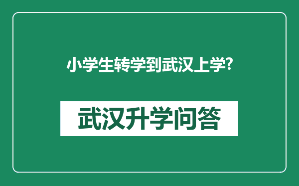 小学生转学到武汉上学?