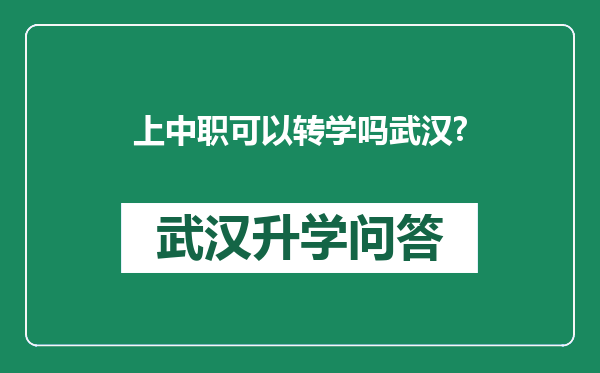 上中职可以转学吗武汉?