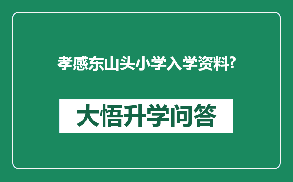 孝感东山头小学入学资料?
