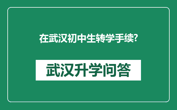 在武汉初中生转学手续?