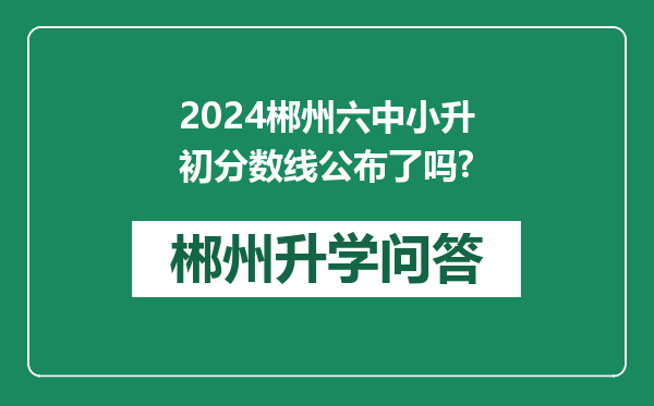 2024郴州六中小升初分数线公布了吗?