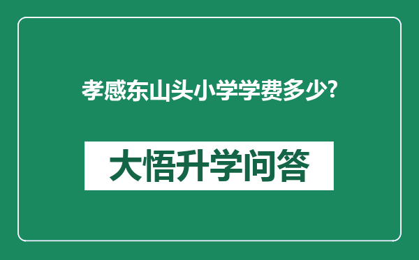 孝感东山头小学学费多少?