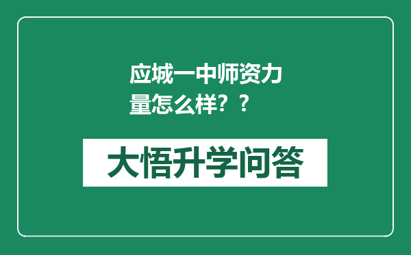 应城一中师资力量怎么样？?