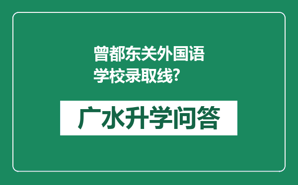 曾都东关外国语学校录取线?