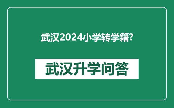 武汉2024小学转学籍?