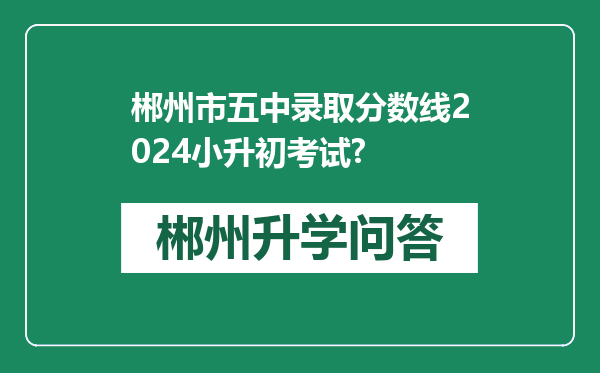 郴州市五中录取分数线2024小升初考试?