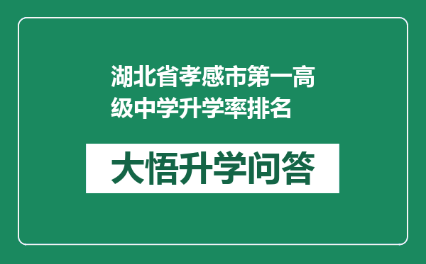 湖北省孝感市第一高级中学升学率排名