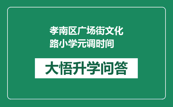 孝南区广场街文化路小学元调时间