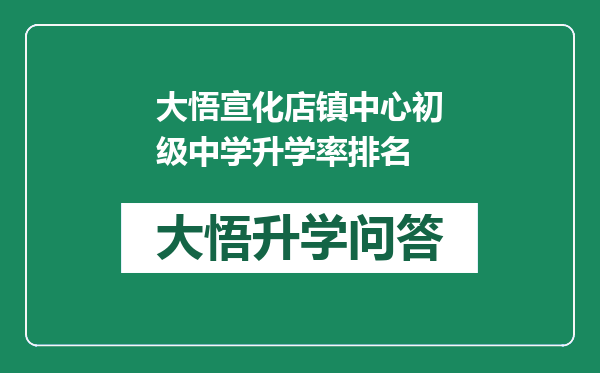 大悟宣化店镇中心初级中学升学率排名