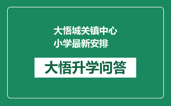 大悟城关镇中心小学最新安排