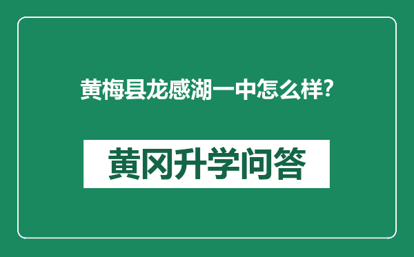 黄梅县龙感湖一中怎么样？