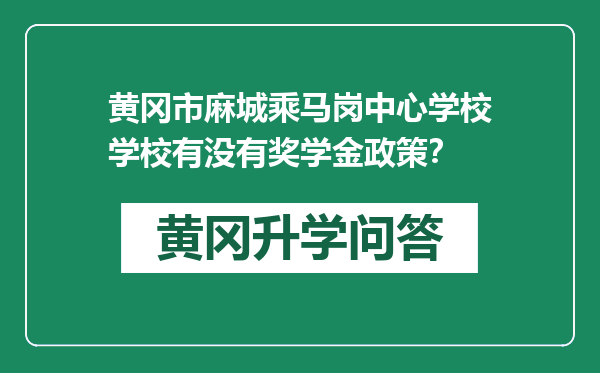 黄冈市麻城乘马岗中心学校学校有没有奖学金政策？