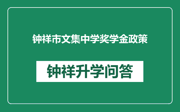 钟祥市文集中学奖学金政策